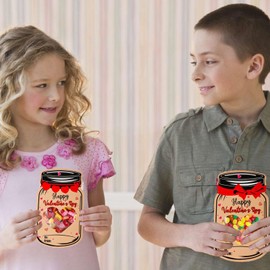 HeartYue Valentine Kraft Exchange Candy Cards Set Happy Valentine's Day Candy Holder Candy Jar Shaped Gifts for School Class Classroom Valentines Party Favors (Candy Not Included) 20 Pcs