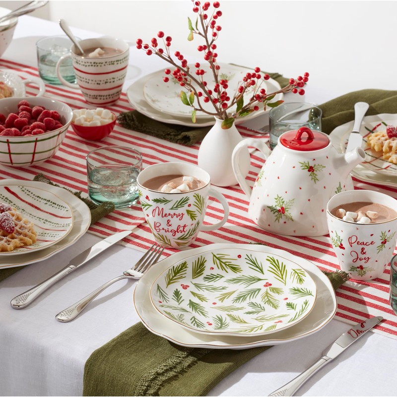 Lenox 895258 Bayberry 12-Piece Dessert Set, Christmas Drinkware, Holiday Hosting