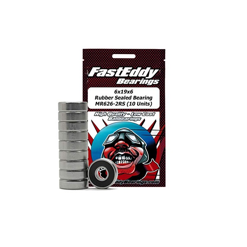 FastEddy Bearings 6x19x6 Rubber Sealed Bearing MR626-2RS (10 Units)