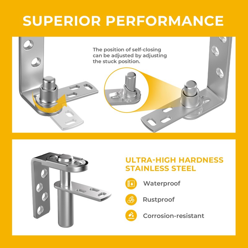goldenwarm Self-Return Saloon Door Hinges, 2 Set – 304 Stainless