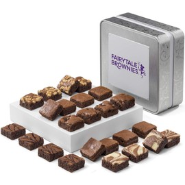 Fairytale Brownies Keepsake Tin Magic Morsel 24 Individually Wrapped Gourmet Chocolate Food Gift Basket - 1.5 Inch x 1.5 Inch Bite-Size Brownies - 24 Pieces - Item TF424