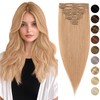 Clip-in Real Hair Extensions, Soft Hair Extensions, Straight, 8 Pieces,