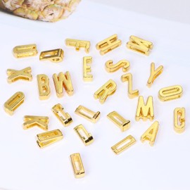 PPhtony Alphabet Slide Letter Charms Initial A-Z Alphabet Beads for Flat Leather Bracelet Wristbands Necklace Pendant Keychain Mother’s Day Graduation Wedding Jewelry Making, 156PCS (Gold)