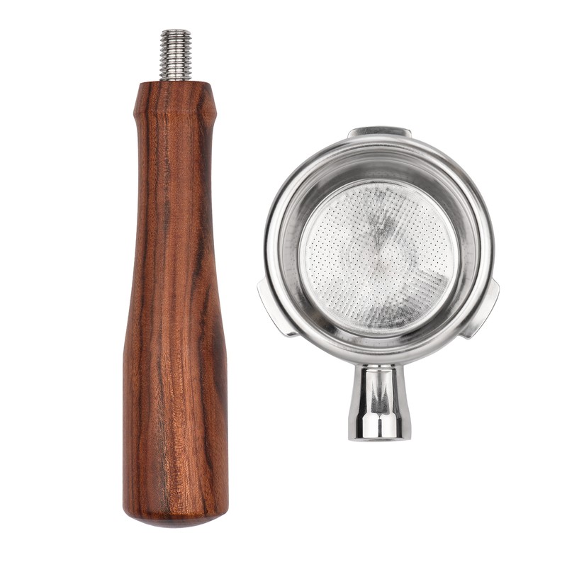 58mm 3 Ears Stainless Steel Bottomless Naked Portafilter Wooden Coffee
