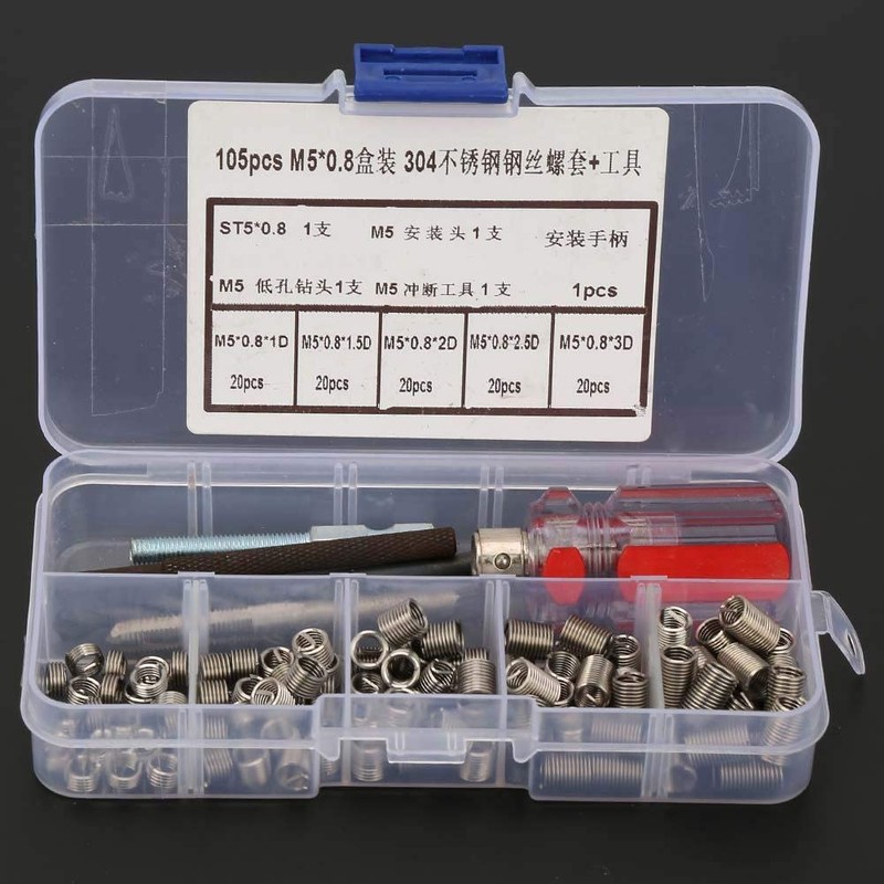 105 Pieces Thread Repair Insert Kit, Hand Tool Set, Comprehensive
