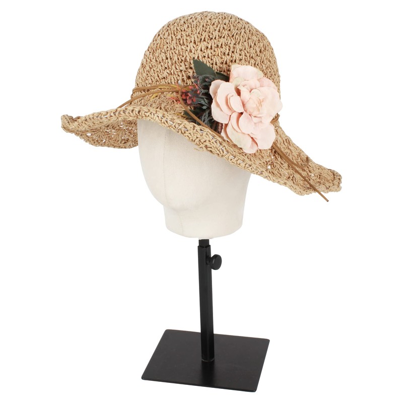 Milya Straw Foldable Sun Hat with Wide Brim Flowers Straw