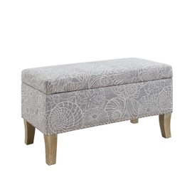 Linon Stone Upholstered Storage Stephanie Ottoman