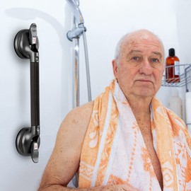 Daren Medical 19-Inch Shower Handle - Upgraded Grab Bar with Strong Suction Cups for Bathtub & Shower Safety, Ideal for Seniors, Elderly, Disabled - Black