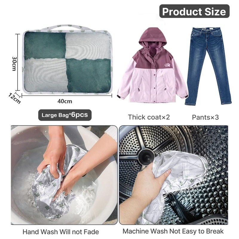 Large Packing Cubes 6 PCS, 40x30x12CM Same Size Suitcase Organiser