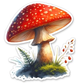 Red Mushroom Toadstool Sticker - 5" Laptop Sticker - Waterproof Vinyl for Car, Phone, Water Bottle - Woodland Cottage Theme Decal