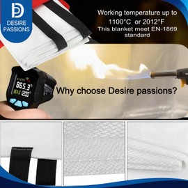 DESIRE PASSIONS Emergency Fire Blanket - Fire Suppression Blanket for Home, Kitchen, Garage, Camping, School & Office -Flame Retardant -40”x40” for Quick Smothering & Fire Safety (Pack of 2)“