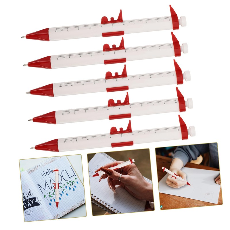 Operitacx 5Pcs Vernier Caliper Ballpoint Pens Multifunctional Ruler Pens for