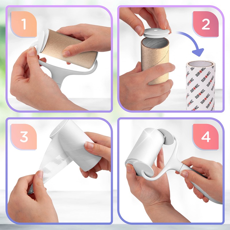 Duronic Lint Roller (60 Sheets per Roll) + 2 Refills