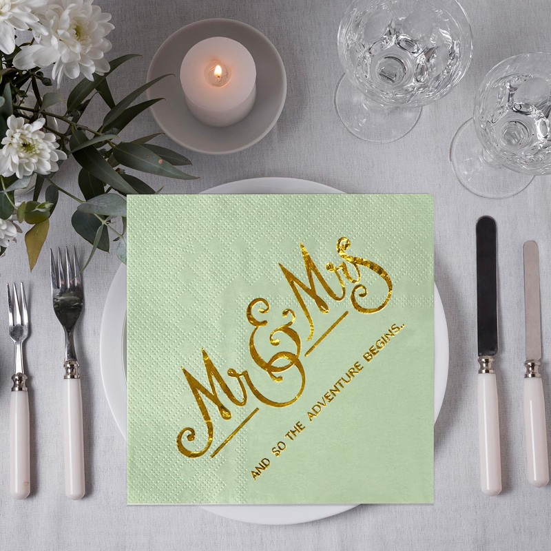 Pack of 80 Wedding Napkins, Eucalyptus Green, Serviettes Sage Green