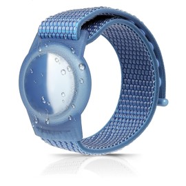 Xalvok Kids GPS Tracker Bracelet - Adjustable Anti-Lost for AirTag Knitted Band with Protective Case for AirTag Watch, Single Pack with Nylon Material for Children & Elders-Blue-Small