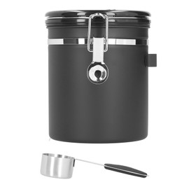 1.5L 304 Stainless Steel Coffee Beans Tea Canister Sealed Food Storage Container with SpoonBlack