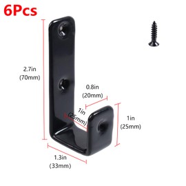 Geesatis 6 Pcs Bed Ladder Hooks Utility Hooks Hanger J Hooks Heavy Duty Metal PVC Coated for Bed Decoration Hook Tool, with Mounting Screws, Black, Inside 1"/25mm