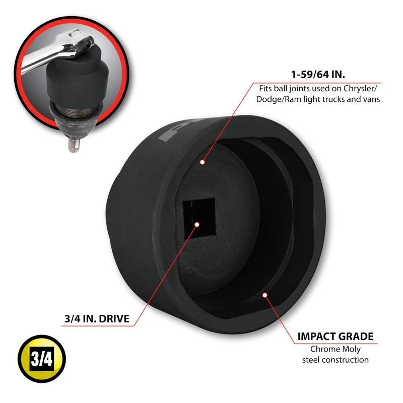 Performance Tool W83003 1-59/64" Ball Joint Socket - Precision Tool