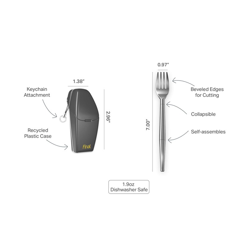 FinalFork Collapsible, Portable, Reusable Metal Fork with Travel Case |