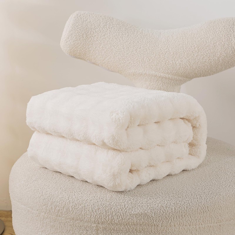 DJDEA Large Soft Fleece Throw Blanket White 127 * 153