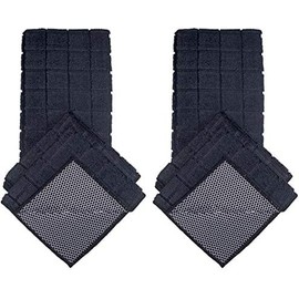 Petal Cliff Set of 6, 2 Pcs Microfiber Kitchen Towels and 4 Pcs Dish Cloths with Poly Scour, Ultra-Absorbent & Fast Drying Bar Mop Dish Cloths