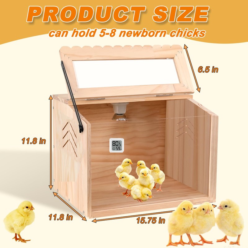 JOGEPEYO Chick Brooder Box, Small Brooder Box for Chicks, 5-8