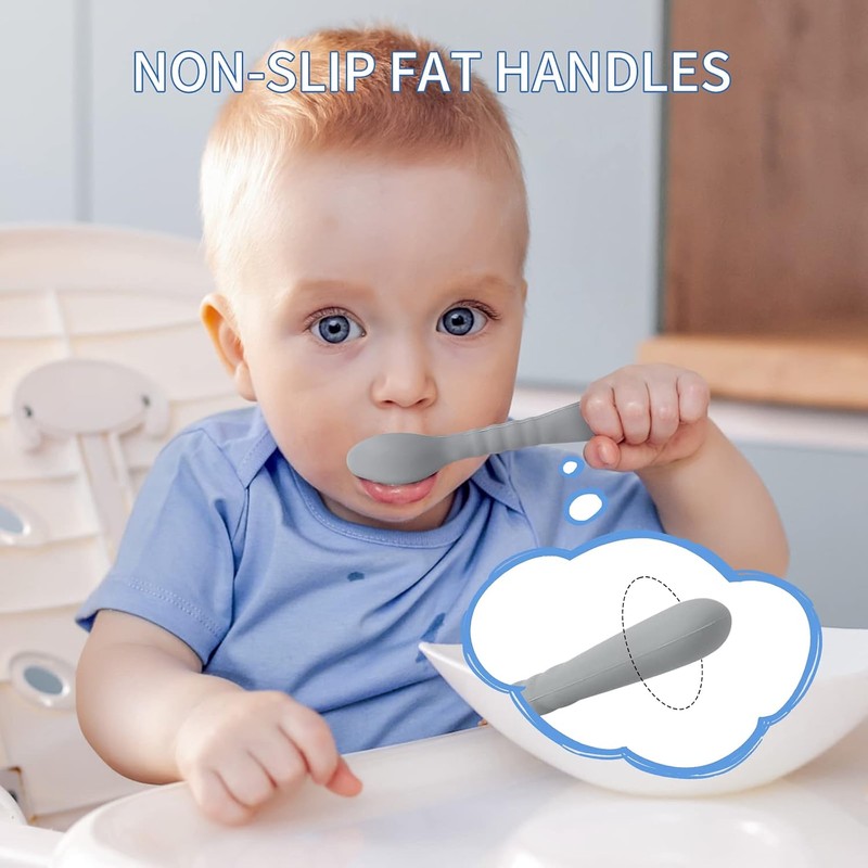 ME.FAN - Cucharas de alimentación de silicona para bebé, paquete