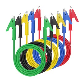 AEDIKO 5pcs Alligator Clips Test Leads Set Dual Ended 15A Test Lead Wire Cable with Insulators Clips with Protective Jack Copper Clamps for Electrical Testing 5 Colors 3.3 ft/1m