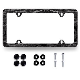 Topographic Contour License Plate Frame Abstract Mountain Wave License Plate Personalise Stainless Steel Auto Parts Funny License Plate Decoration with Screws 12.3" x 6.3"