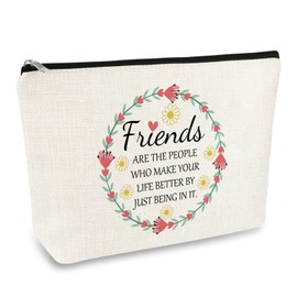 Friendship Gifts for Women Best Friend Makeup Bag Best Friends Birthday Gifts Zipper Cosmetic Bag Pouch Friendship Appreciation Gift for Sister Bestie BFF Christmas Thanksgiving Day Graduation Gift