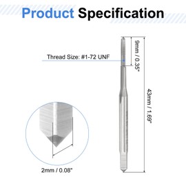 sourcing map 3pcs Hand Tap Set, #1-72 UNF Taper/Plug/Bottom Thread Screw Taps, High Speed Steel Hand Threading Tapping Tool Kit