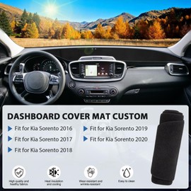 FETUSI Dashboard Cover Mat Compatible with Kia Sorento 2016 2017 2018 2019 2020 Accessories Dash Cover Non-Slip Dash Mat Sunshade Glare UV Rays Protector Pad