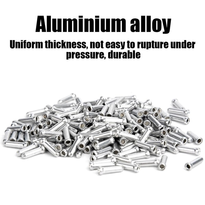 100 Pack Silver Alloy Mountain Bicycle Brake End Sleeves End