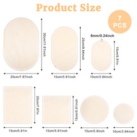 Jeqqinuz Pack of 7 Basket Base for Crochet, Wooden Base for Crochet Basket, Braiding, Wooden Base for Crochet Basket, Crochet, DIY Basket Weaving for Home Decoration, Natural Wood Basket Base, Oval