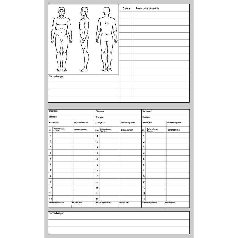 Pack of 100 Patient Record Cards in Blue - Closed