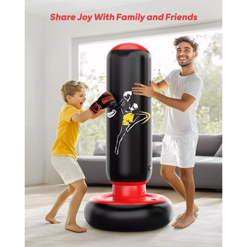 QPAU Kids Inflatable Punching Bag Set 66" with Gloves for