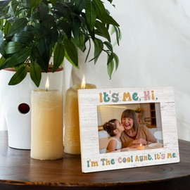 MAQIKA Promoted to Aunt Picture Frame, Pregnancy Announcement for Aunt, Gift for Pregnant Friend, Aunts Gifts from Niece Nephew, Gifts for New Auntie, Auntie Wood Photo Frame for 5x7 Photos