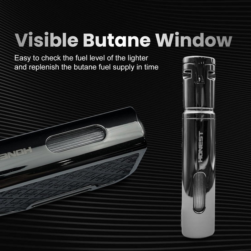 Butane Torch Lighter,Soft/Jet Dual Switchable Windproof Adjustable Flame,Refillable Grinding Wheel