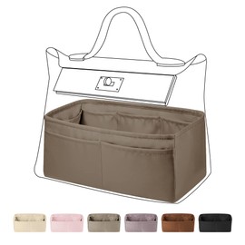 DGAZ Silk Purse Organizer Insert For Hermes 24/24 mini/29/35 Bags, Luxury Handbag & Tote Organizer, Simplicity bag organizer(Etoupe grey,24/24-mini)