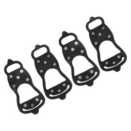 PATIKIL 10.6" Eisklampen 2 Paare Schnee Traktion Stollen rutschfest 8-Nieten Silikon Steigeisen Greifer Spitzen Klaue für Schuhe und Stiefel Schwarz