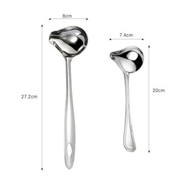 IUSOT 2 Piece Ladle Spoon, Soup Ladle and Oil Ladle, Stainless Steel Duckbill Spoon, Saucier Sauce Soup Spoon, Gravy Ladle with Pouring Spout Drizzle Spoon, Ladle Spoon for Sauce Serving