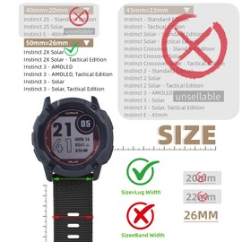 EKINGEEK Rugged Nylon Watch Band for Garmin Instinct 2X/3 50mm (Solar & AMOLED) Tactical-Style Strap with Tools, Fits for Garmin Instinct 50mm Models