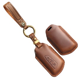 TECART Leather Smart Car Key Case Fits VW Golf 8 MK8 GTI GTD ID.3 ID.4 Key Cover Fits Seat Tarraco Formentor Leon Skoda Octavia Key Box Key Fob 3 Buttons Brown