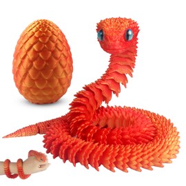 HayBaroda 3D Printed Snake Model - Articulated Animal Ornament for Home and Office Desk Decor, Fun Birthday Gift for Adults (Red)