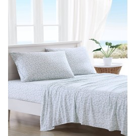 Tommy Bahama - Queen Sheets, Cotton Percale Bedding Set, Crisp & Cool, Stylish Home Decor (Hibiscus Bloom Green, Queen)