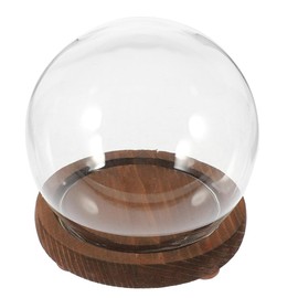 MAGICLULU Clear Glass Cloche Globes Display Dome Bell Jar with Wood Base 10cm DIY Snow Globe Kit Craft Keepsake Globe Display Case Terrarium for Preserved Flower Plant Succulent