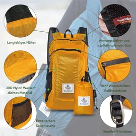 4Monster Foldable Backpack, Ultra Light Unisex Day Pack, Outdoor Waterproof Hiking Backpack for Camping, Hiking, Travel, Sports, Climbing, Cycling, orange