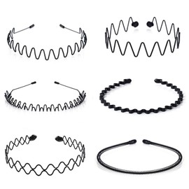 Mens Sports Hair Bands For Men, Non-Slip Sports Fashion Headband, Metal Hair Band For Men, Hair Hoop For Outdoor Sports, Weddings And Daily Wear (6 Pieces)