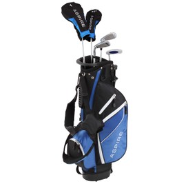 Aspire Junior Plus Kids Golf Clubs for Ages 3-12 (5 Groups) - Boys & Girls Right-Handed Kids Golf Set with Lightweight Stand Bag, Graphite Shafts & Aircraft-Grade Aluminum