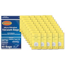 Envirocare Premium Replacement Multi-layer Micro Filtration Vacuum Bags Compatible with Kenmore Canister Vacuums Type C/Q. 5055, 50557 and 50558 Panasonic Type C-5, 45 pack